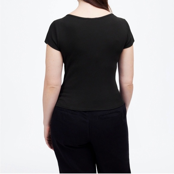 Madewell (Re)generative Cotton Ribbed Cap-Sleeve Tee Jet black size S NWT NU867 - Picture 4 of 14
